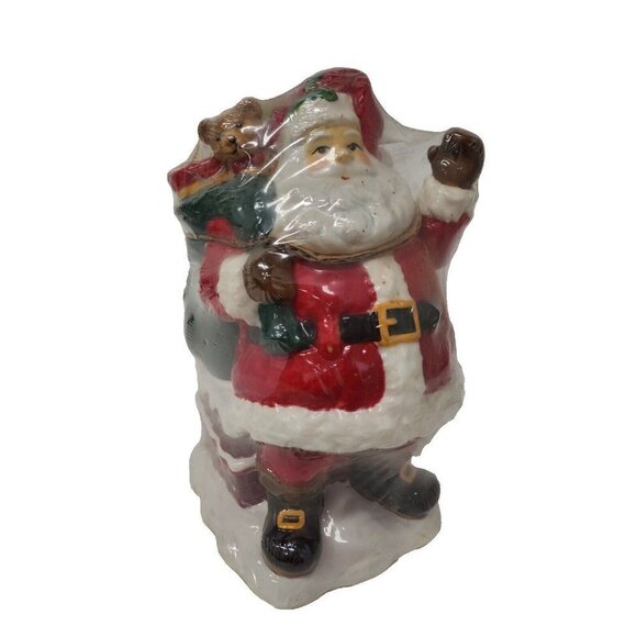Vintage Holiday Time Ceramic Santa Claus Carrying Presents Christmas Cookie Jar - Picture 1 of 10